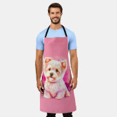 Ganz rosa auf rosa Welpe Liebe Küche Schürze (Getragen)