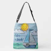 Ganz über großem Querleichensack-Treibholz-Strand Tragetaschen Mit Langen Trägern (Rückseite)