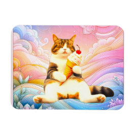 Ganz und gar eingeschlafen – Katze mit Eiscreme-Tü Magnet