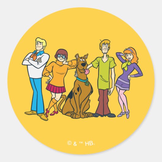 Ganze Gang 14 Mystery Inc. Runder Aufkleber (Vorderseite)