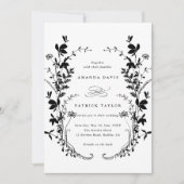 Ganze in einer Wildblume Silhouette Kranzhochzeit Einladung (Vorderseite)