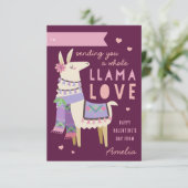 Ganze Lama-Liebe-Klasse Valentinstag-Karte Einladung (Stehend Vorderseite)