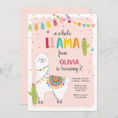 Ganze Lamaspaßgeburtstagseinladung Alpace Fiesta Einladung (Vorne/Hinten)