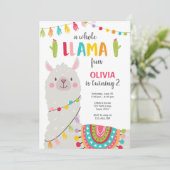 Ganze Lamaspaßgeburtstagseinladung Alpace Fiesta Einladung (Stehend Vorderseite)