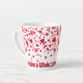 Ganze Latte Liebe Personalisiert Red Confetti Herz Milchtasse (Linke Ecke)