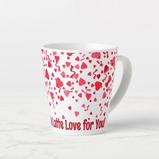 Ganze Latte Liebe Personalisiert Red Confetti Herz Milchtasse (Rechte Ecke)