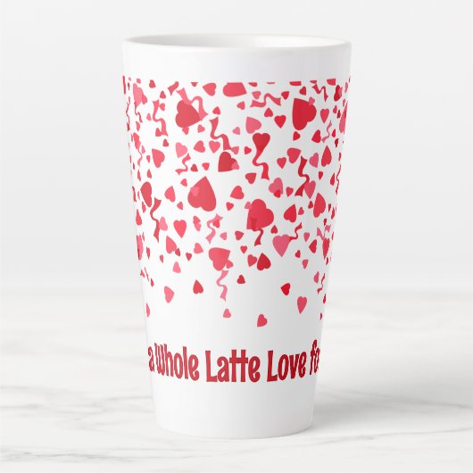 Ganze Latte Liebe Personalisiert Red Confetti Herz Milchtasse (Vorderseite)