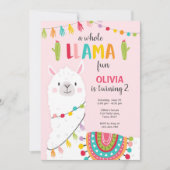 Ganze Llama Fun Fiesta Girl Einladung zum Geburtst (Vorderseite)