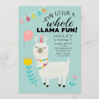 Ganze Llama Fun Geburtstagsparty Einladung