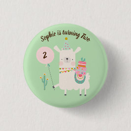 Ganze Llama Fun Lime Green Geburtstagsparty Button