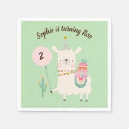 Ganze Llama Fun Lime Green Geburtstagsparty Serviette