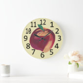 Ganze reife Pfirsichmalerei große schwarze Zahlen Wanduhr (Zuhause)