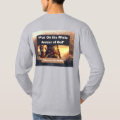 Ganze Rüstung Gottes - Lange Schläfchen Lt Gray T  T-Shirt (Rückseite)