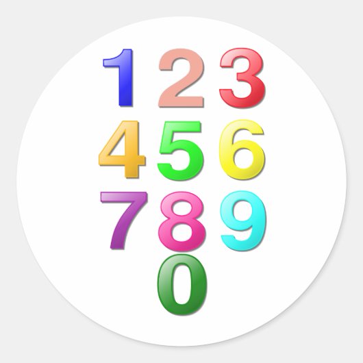Ganze Zahlen oder Zählnummern plus Null Runder Aufkleber (Vorderseite)
