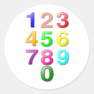 Ganze Zahlen oder Zählnummern plus Null Runder Aufkleber