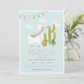 Ganzer Lama Fun Alpace Geburtstag Einladung (Stehend Vorderseite)