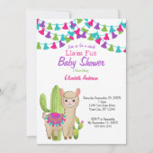 Ganzer Lama Fun Pink Lila Cactus Baby Dusche Einladung (Vorderseite)