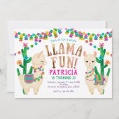 Ganzer Lama-Spaß, Fiesta, Mädchen Geburtstag Einladung (Vorderseite)
