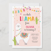Ganzer Lama Spaß Geburtstagseinladung Alpace Cactu Einladung (Vorderseite)