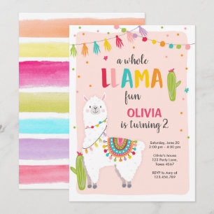 Ganzer Lama Spaß Geburtstagseinladung Alpace Cactu Einladung