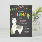 Ganzer Lama Spaß Geburtstagseinladung Alpace Cactu Einladung (Stehend Vorderseite)
