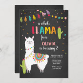 Ganzer Lama Spaß Geburtstagseinladung Alpace Cactu Einladung (Vorne/Hinten)