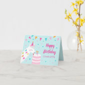 Ganzer Llama Fun Cake 2. Aqua Happy Birthday Karte (Gelbe Blume)