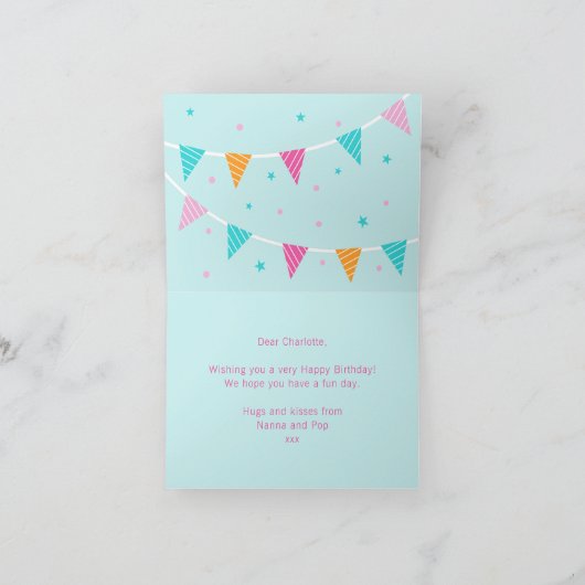 Ganzer Llama Fun Cake 2. Aqua Happy Birthday Karte (Innenseite)