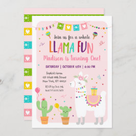 Ganzer Llama Fun Fiesta Cactus Birthday Einladung
