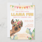 Ganzer Llama Fun Fiesta Geburtstag Einladung (Vorderseite)