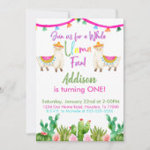 Ganzer Llama Fun Geburtstag Fiesta Einladung (Vorderseite)