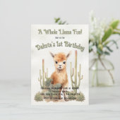 Ganzer Llama Fun macht einen Geburtstag Einladung (Stehend Vorderseite)