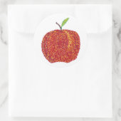Ganzer reifer roter Apfel in Pointillism-Stickern Runder Aufkleber (Tasche)