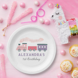 Ganzes Abo Steam Train Pink Girl Geburtstag Pappteller