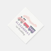Ganzes Abo Steam Train Pink Girl Geburtstag Serviette (Ecke)