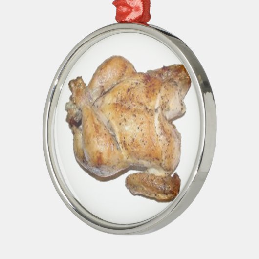 Ganzes geröstetes Hühnchen Silbernes Ornament (Links)