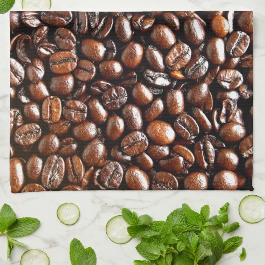 Ganzes Kaffeebohne-Muster Geschirrtuch (Gefaltet)