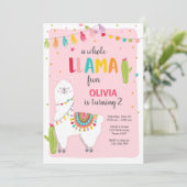 Ganzes Lama Spaß Geburtstagseinladung Alpes Fiesta Einladung (Stehend Vorderseite)