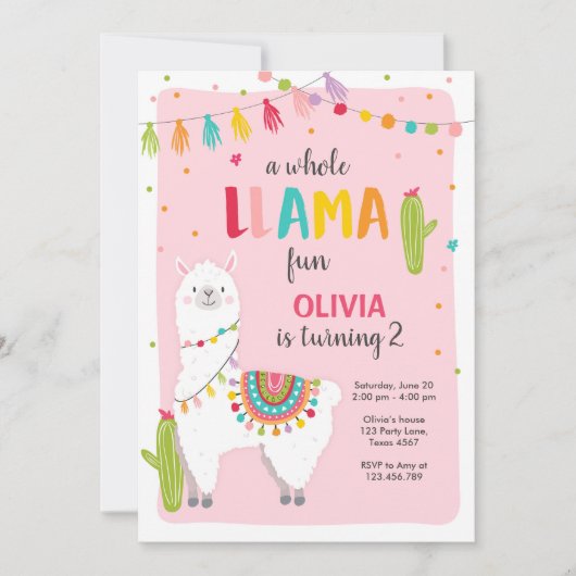 Ganzes Lamas Geburtstagsfeier Einladung Alpes Fies (Vorderseite)