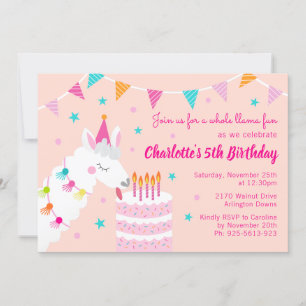 Ganzes Llama Fun Cake 5. Geburtstagskoralle Einladung