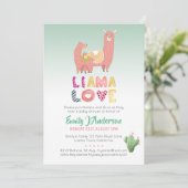 Ganzes Llama Fun Mama Baby Liebe Fiesta Cacti Einladung (Stehend Vorderseite)
