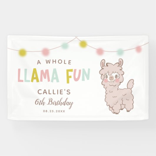 Ganzes Llama Fun Niedliche Geburtstag Party Banner (Horizontal)