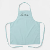 Gänzlich blauer Aqua-Blau-Skriptname Monogram Schürze (Vorderseite)