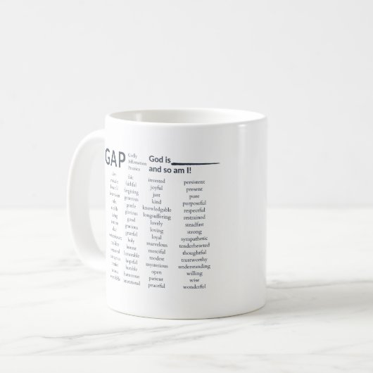GAP: Gezielte Affirmation Practice Kaffeetasse (Vorderseite Links)