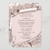 GAP-Junggeselinnen-Abschied-Rose Rosa 3D Einladung (Vorne/Hinten)