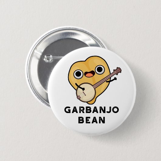 Gar-banjo Bean Funny Garbanzo Banjo Pun Button (Vorne & Hinten)