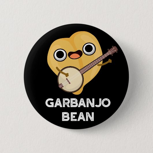 Gar-banjo Bean Funny Garbanzo Banjo Pun Dark BG Button (Vorderseite)