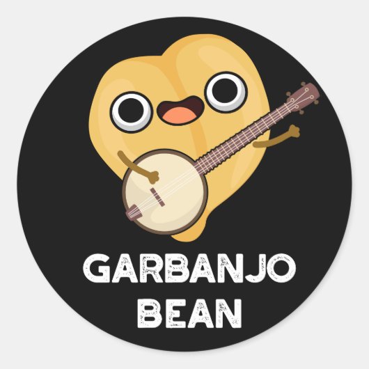 Gar-banjo Bean Funny Garbanzo Banjo Pun Dark BG Runder Aufkleber (Vorderseite)