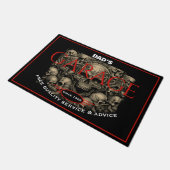 Garage Any Name Always Open Skulls Black Red Fußmatte (Schrägansicht)