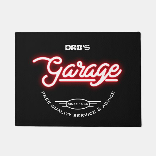 Garage beliebiger Name Slogan oder Sprichwort Retr Fußmatte (Vorderseite)